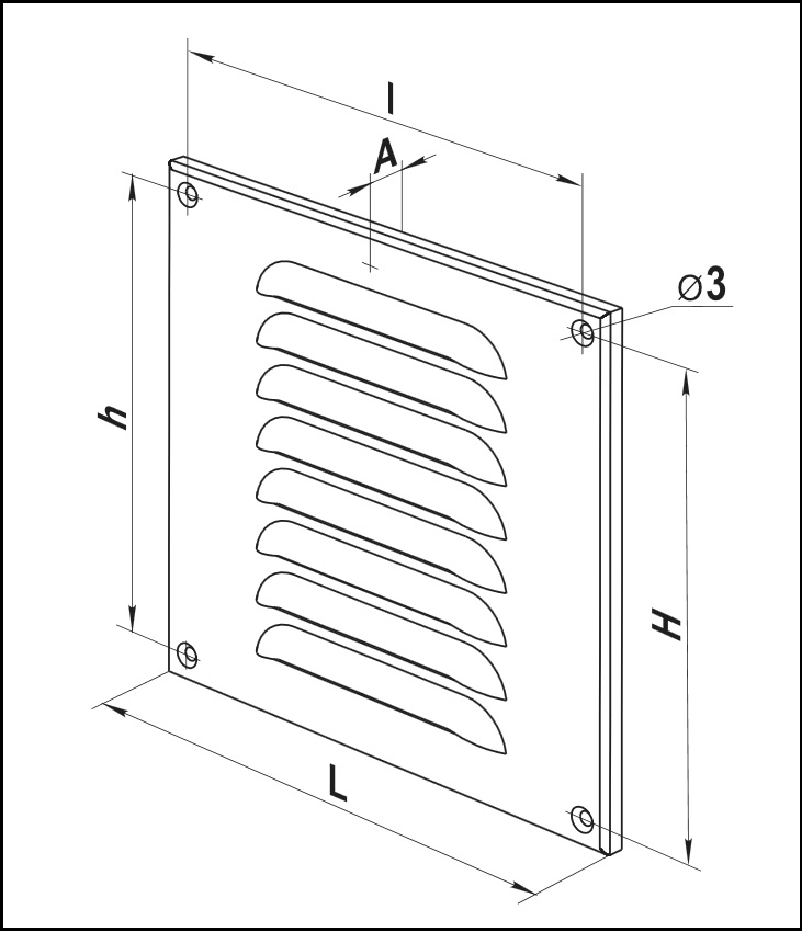 Габаритные размеры приточно-вытяжной решетки ВЕНТС МВМПО 155 с А Габаритные размеры приточно-вытяжной решетки ВЕНТС МВМПО 155 с А